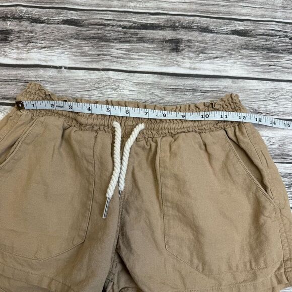 Love Tree Women's Linen Blend Drawstring Shorts S SM Small Tan Light Brown Loose - Picture 7 of 9